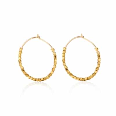 Tiny Yellow Gold Nugget Hoop Earrings | Under the Rose