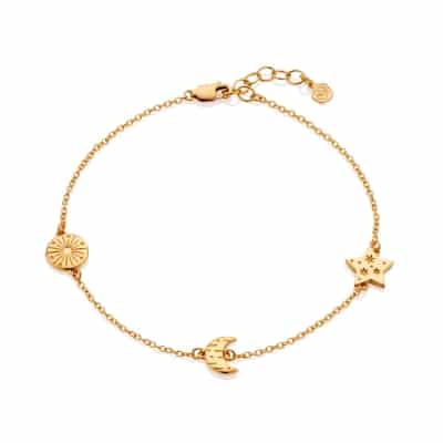Gold Plated Sun, Moon and Stars Anklet | Under the Rose