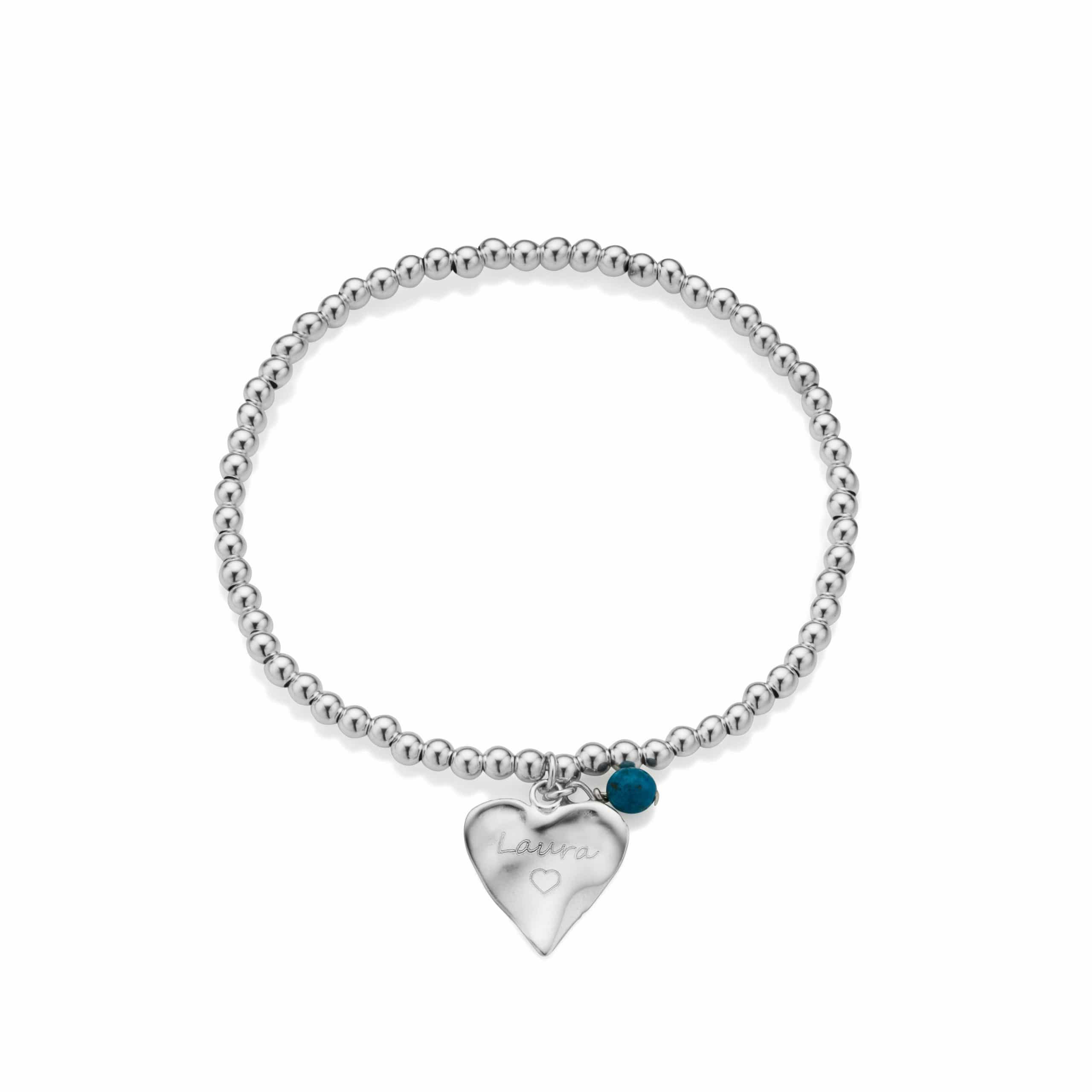 Heart Shaped Engraved Name Personalised Birthstone Bracelet – IfShe UK