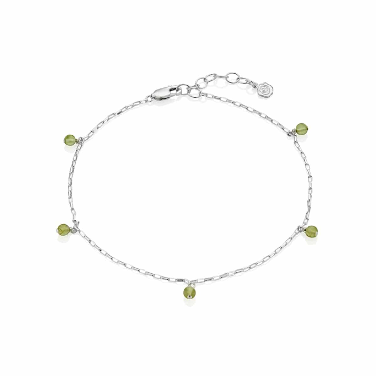 Silver August Peridot Birthstone Anklet | Under the Rose