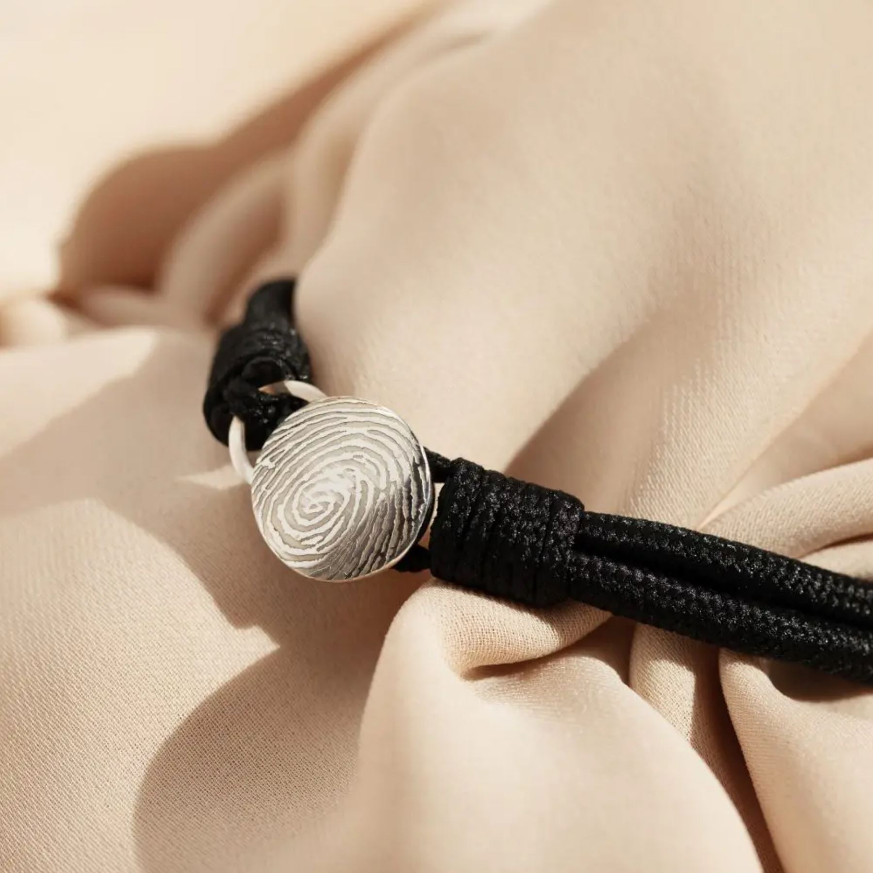 Men's Personalised Silver Fingerprint Button Bracelet