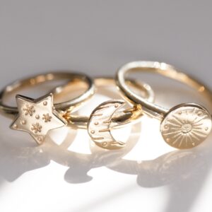 moon and stars gold rings